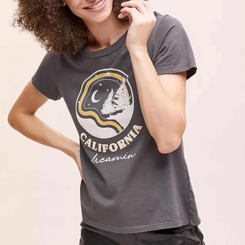 Mate The Label Jan California Dreamin Organic-Cotton Graphic Tee In Gray Size XS